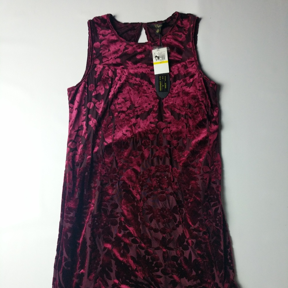 NWT Cupio Maroon Velvet Dress